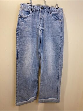 FASHION NOVA Cuffed Straight Legs High Rise Washed Jeans Sz 13